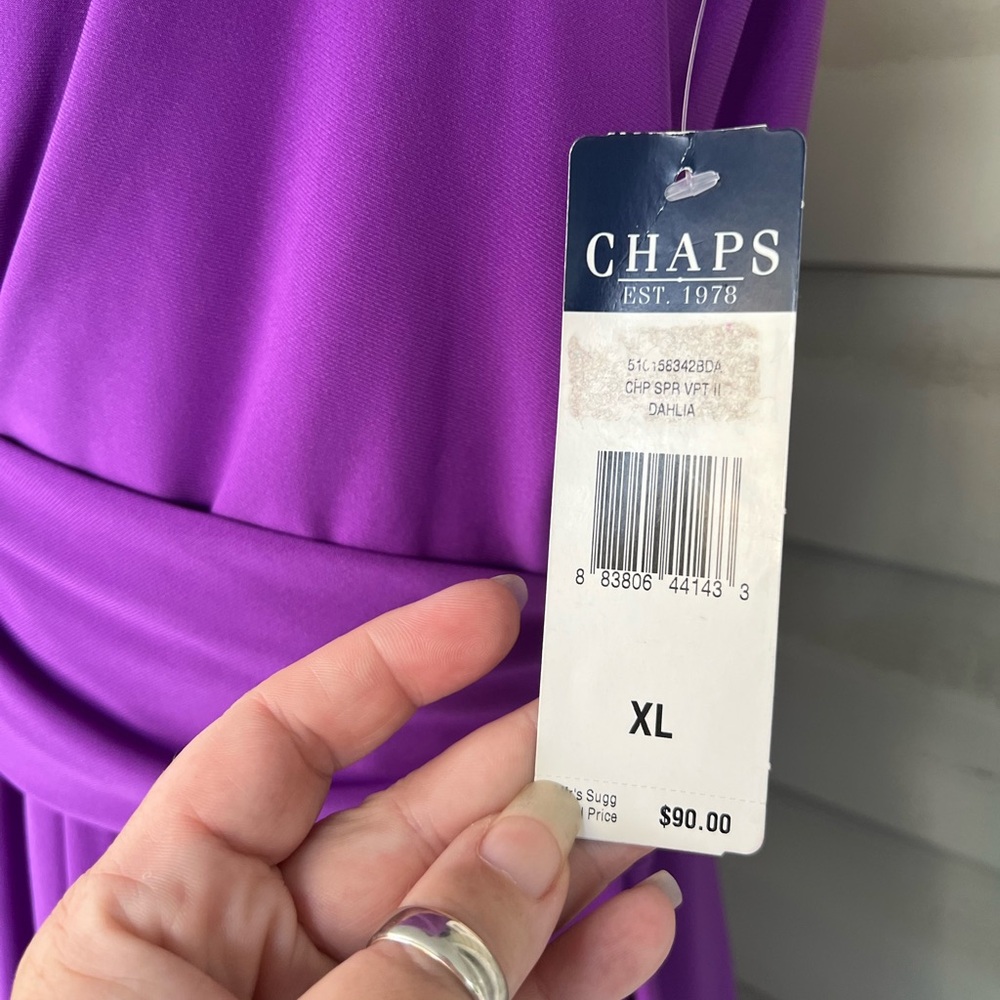 Chaps DAHLIA A-Line Midi Dress Sleeveless Stretch Purple Women's Size XL NWT - Picture 4 of 11